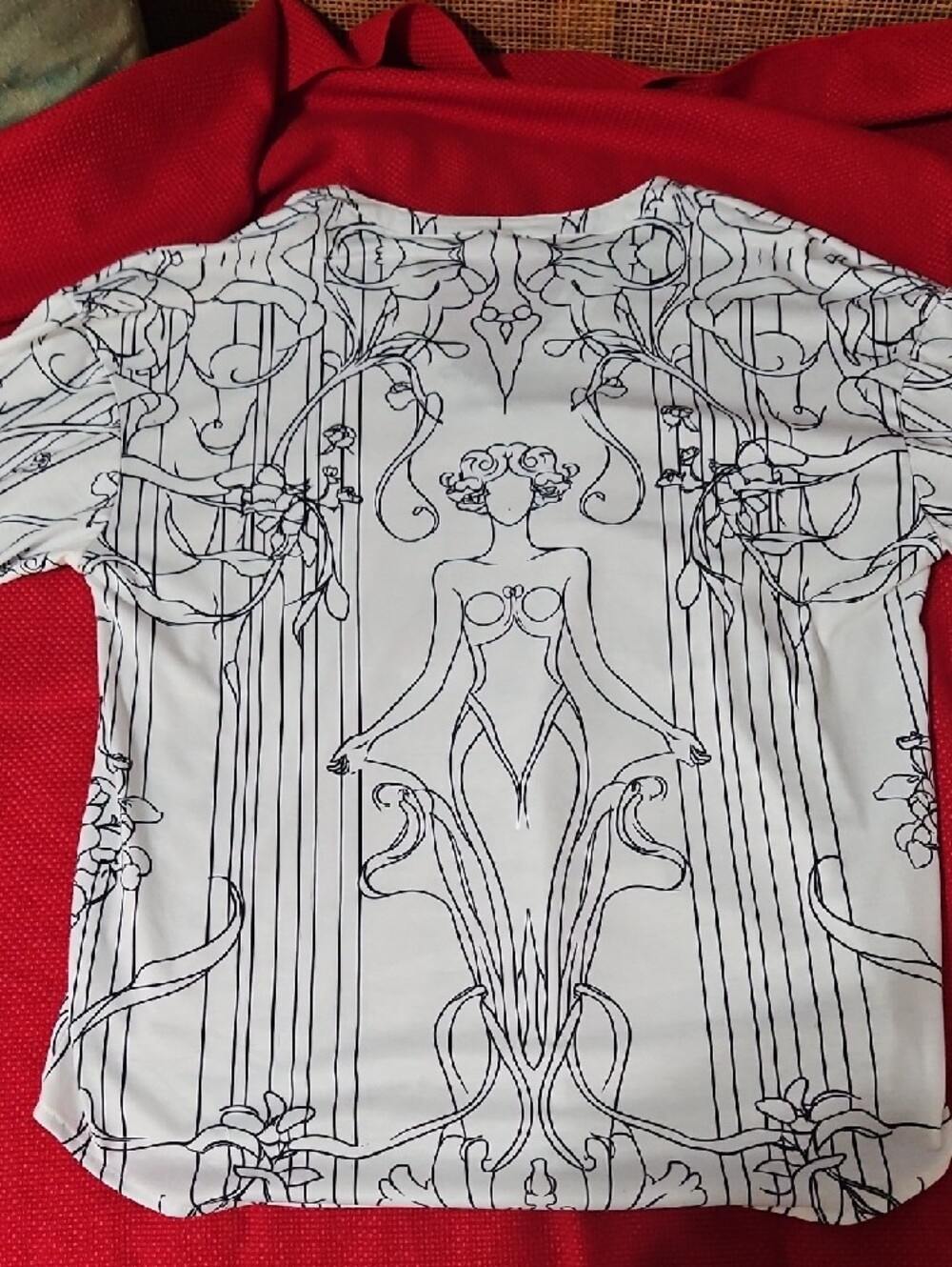 Women's White Graphic V-Neck Blouse
